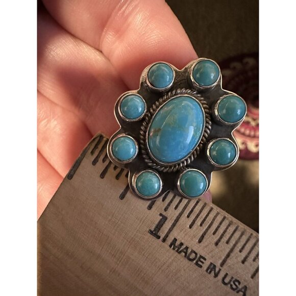 Zia Sterling Silver 925 Large Turquoise Cluster Pierced Earrings NEW - Picture 6 of 7